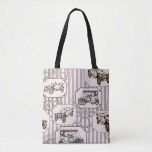 Bolso De Tela Vintage sin costura con retro-auto vintage
