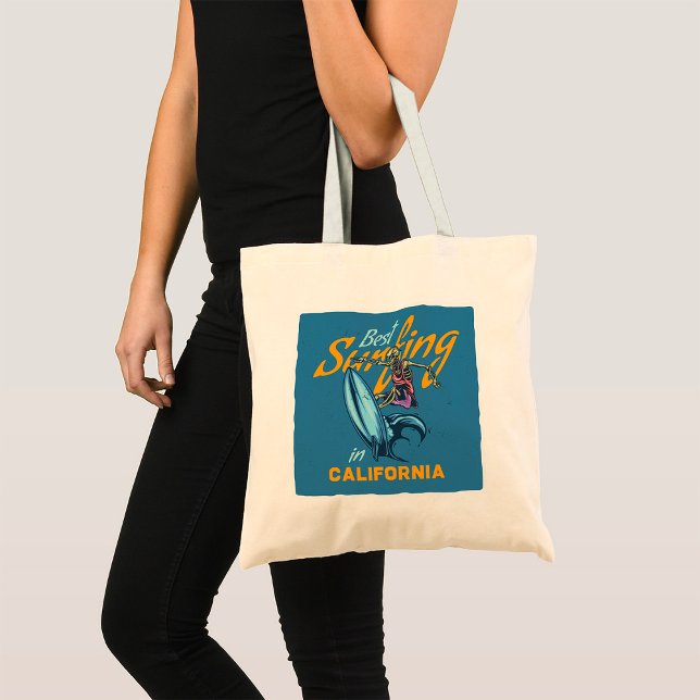 Bolso De Tela Vintage Skeleton Surfing California Beach (Subido por el creador)