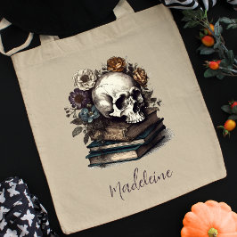 Bolso De Tela Vintage Skull Books Dark Academia Halloween