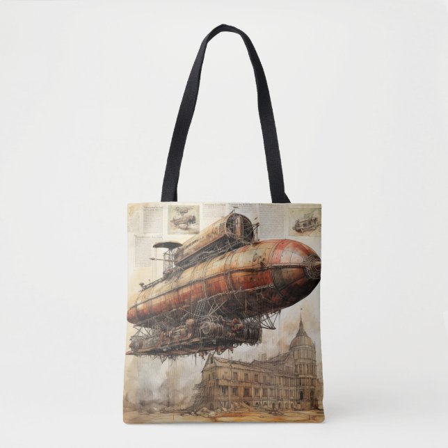 Bolso De Tela Vintage Steampunk Zeppelin (3) (Anverso)