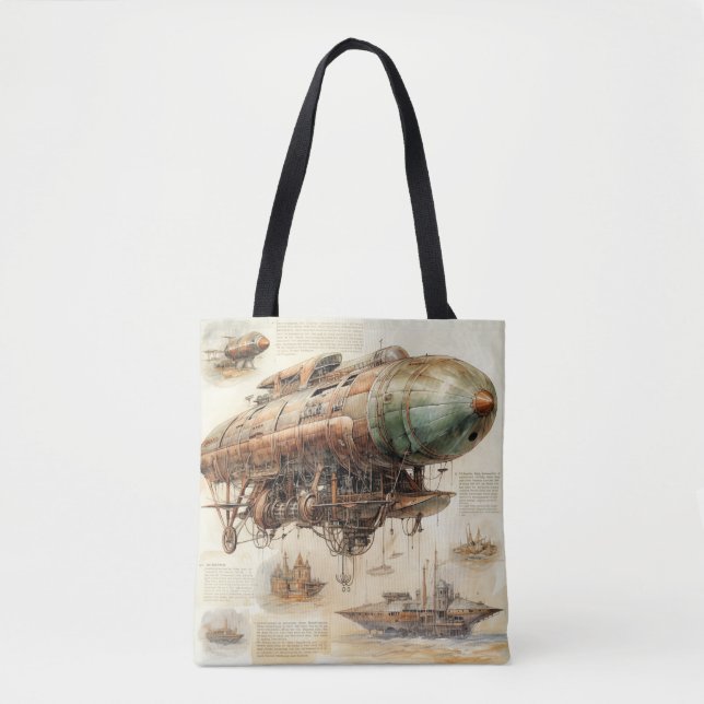 Bolso De Tela Vintage Steampunk Zeppelin (4) (Anverso)