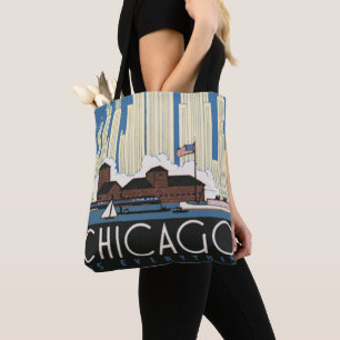 Bolso De Tela Vintage Travel Chicago Lo Tiene Todo Ciudad Cielo