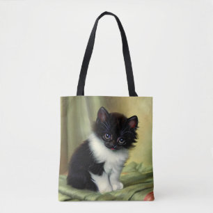 Bolso De Tela Vintage Tuxedo Kitten Ilustracion