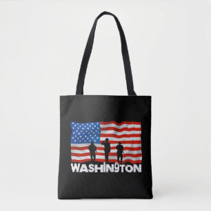 Bolso De Tela Vintage US Flag American City Washington