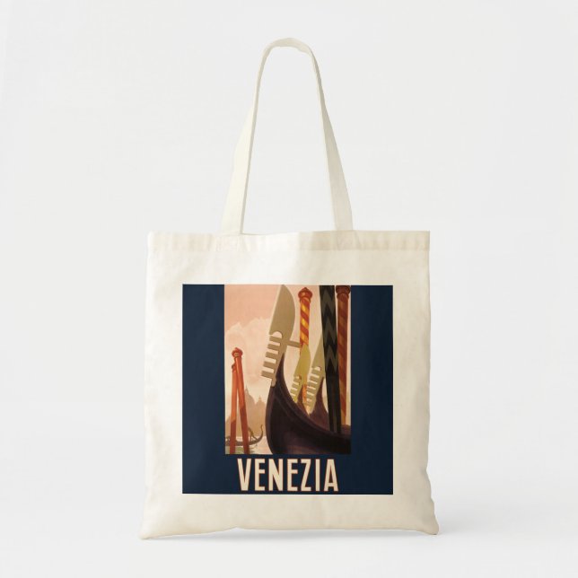 Bolso De Tela Vintage Venice Italy Gondola Travel (Frente)