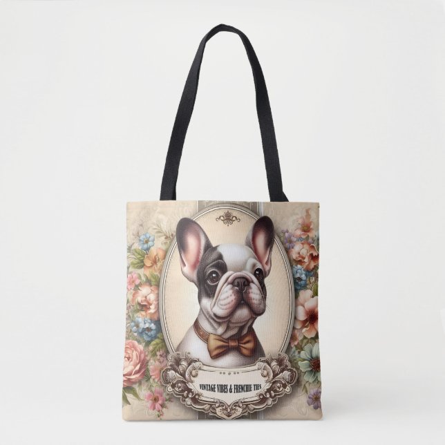 Bolso De Tela Vintage Vibes & Frenchie Ties (Anverso)