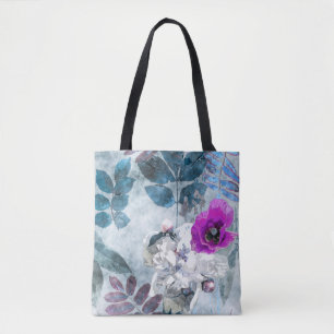 Bolso De Tela Vintage Watercolor Floral Lilac Poppies