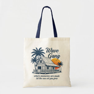 Bolso De Tela Vintage Wave Gang Cabin Beach Tee   Los Recuerdos 