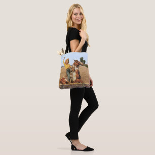Bolso De Tela Vintage Western Cowgirl Sobre La Onda De Caballos