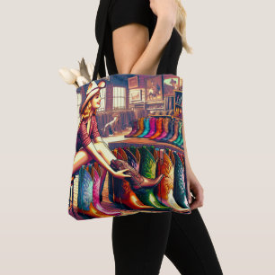 Bolso De Tela Vintage Western Retro Cowgirl Boot Shopping 5