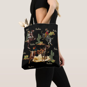 Bolso De Tela Vintage Western Rodeo Events Cowboys Cowgirls