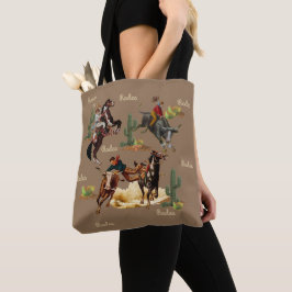 Bolso De Tela Vintage Western Rodeo Events Cowboys Cowgirls Tot