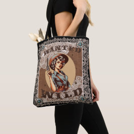 Bolso De Tela Vintage Western Wanted and Wild Cowgirl