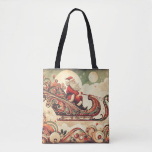 Bolso De Tela vintage/whimsical/santa/Navidades