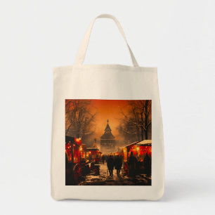 Bolso De Tela Vintage Winter Snowy Navidades Market