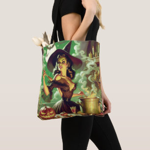 Bolso De Tela Vintage Witch Halloween Pin Up