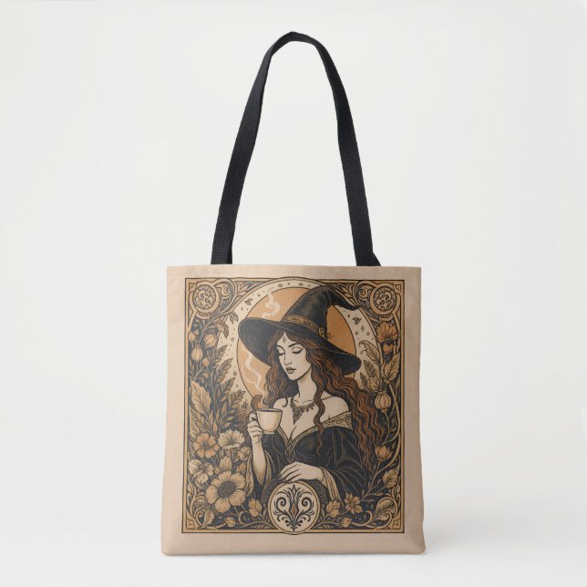 Bolso De Tela Vintage Witch Tea Time (Anverso)
