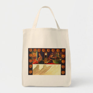 Bolso De Tela Vintage Women, Ghost and Jack o' Lanterns