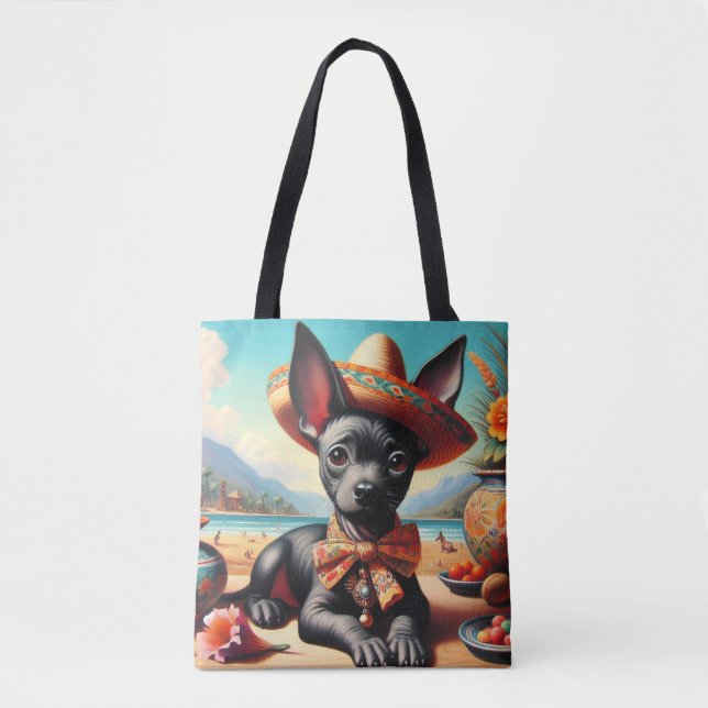 Bolso De Tela Vintage Xoloitzcuintle (Anverso)