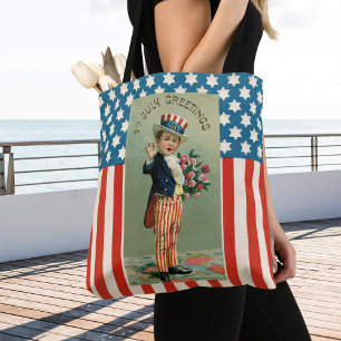 Bolso De Tela Vintage Young Uncle Sam 4 de Julio