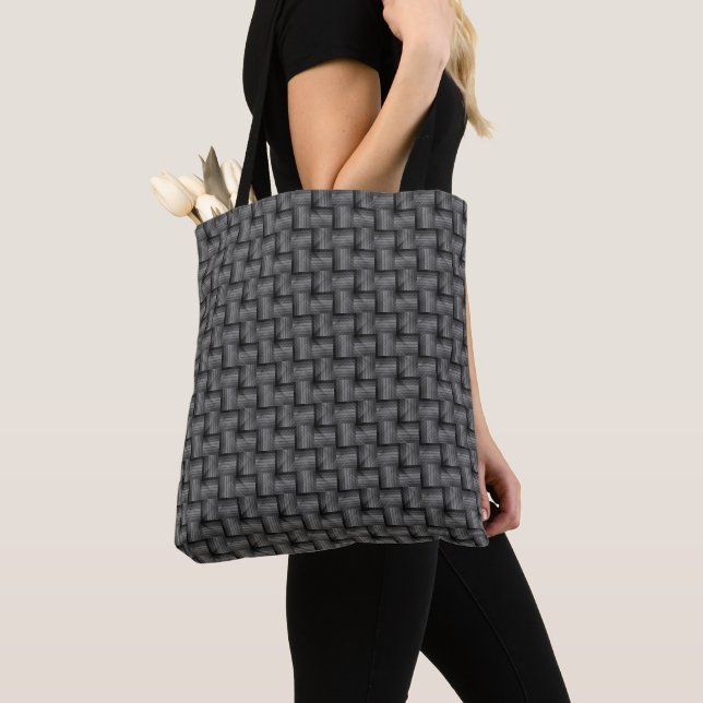 BOLSO DE TELA VINTAJE DE MONOTONO NEGRO Y BLANCO (Detalle)