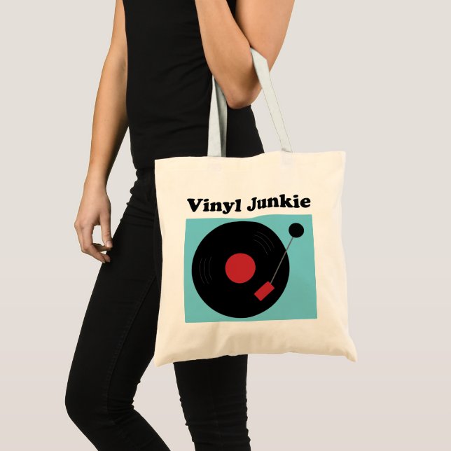 Bolso De Tela Vinyl Junkie Modern Record Lover (Anverso (producto))