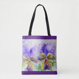 Bolso De Tela Viola Pansy Flores Púrpura Chicas Violeta Floral 
