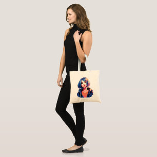 Bolso De Tela Violet Dream: Chica de Anime con Ropa Elegante