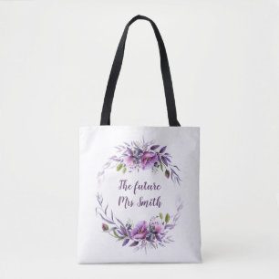 Bolso De Tela Violet Lavender Purple Floral Futuro Sra. Bridal