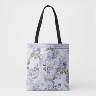 Bolso De Tela Violet & Mint Hydrangea & Lilacs Personalized Tote