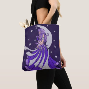 Bolso De Tela Violet Moon Goddess Belly Bailarina Arte Púrpura