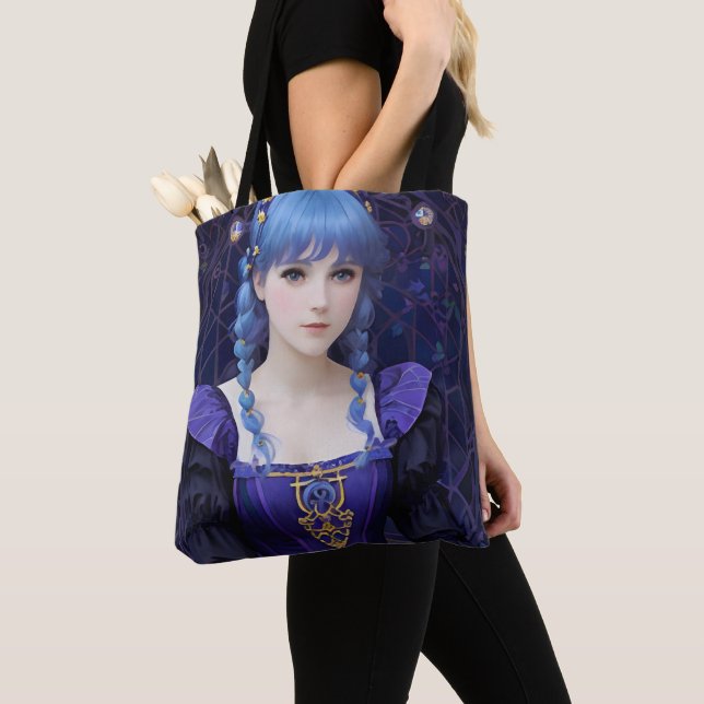 Bolso De Tela Violet the Cute Dark Academia Chica Fantasy Art (Detalle)