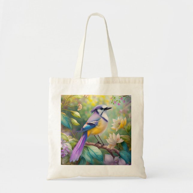 Bolso De Tela Violet Tufted Jay Fantasy Bird (Frente)