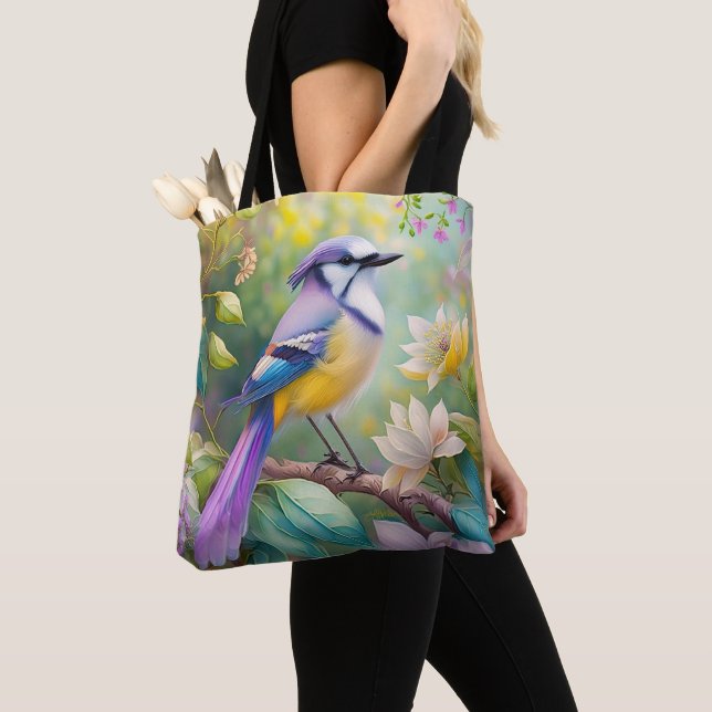 Bolso De Tela Violet Tufted Jay Fantasy Bird (Detalle)
