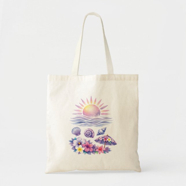 Bolso De Tela violet watercolor creative beach (Frente)