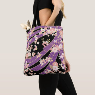 Bolso De Tela Violeta de patrón de Kimono floral