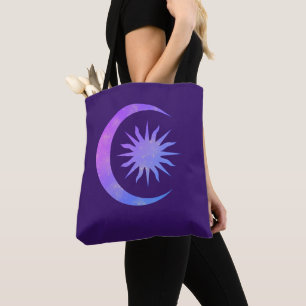 Bolso De Tela Violeta Índigo Púrpura Luna y Sol Zen