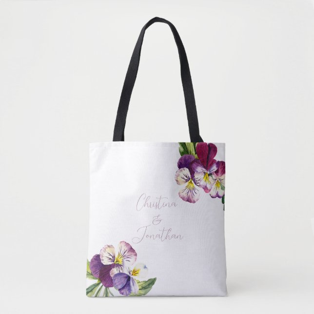 Bolso De Tela Violetas Acuarela Románticas (Anverso)