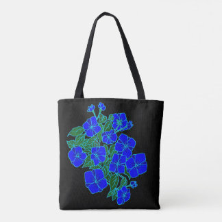 Bolso De Tela Violetas Azules #1