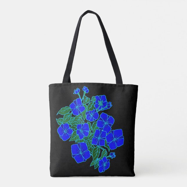 Bolso De Tela Violetas Azules #1 (Reverso)