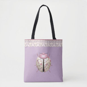 Bolso De Tela Violetas de gusanos y Rosas adorables florales