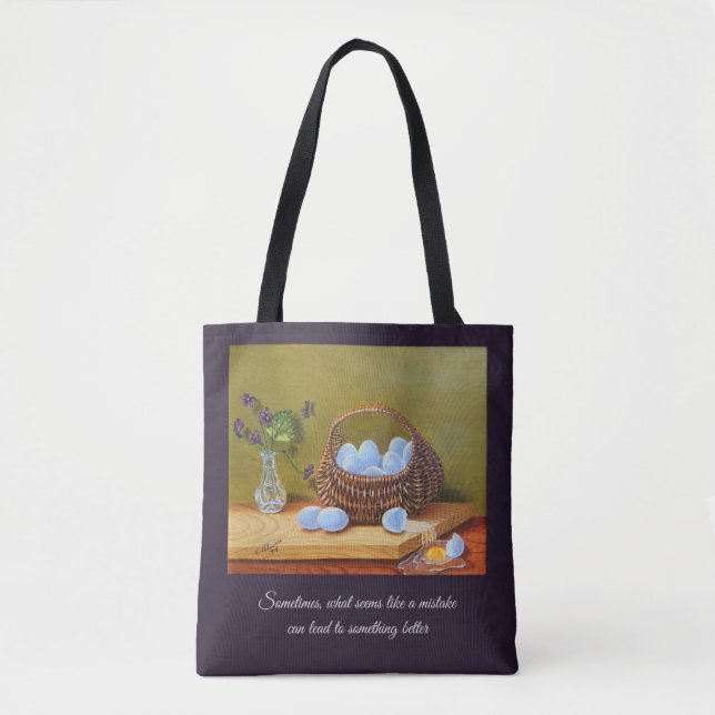 Bolso De Tela Violetas y cesta de Tote de huevos (Anverso)