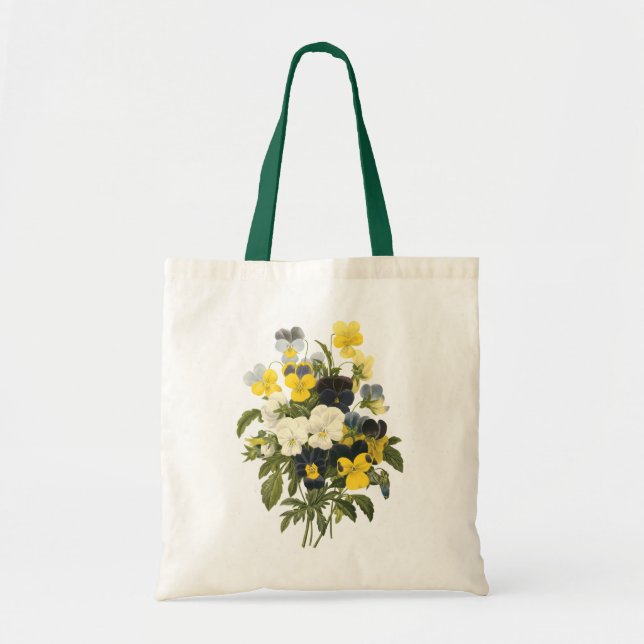 Bolso De Tela Violetas y flores de paro arte botánico (Frente)