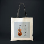 Bolso De Tela Violín de instrumentos musicales personalizado<br><div class="desc">Bolso de tocador de Instrumento Musical Personalizado,  con una imagen de violín puesta sobre un fondo azul. Con letras negras puedes personalizar con tu propio texto. Disfruta de este accesorio musical que es genial para cuando estés en camino a tu clase de música o ensayo de orquesta.</div>