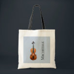 Bolso De Tela Violín de instrumentos musicales personalizado<br><div class="desc">Bolso de tocador de Instrumento Musical Personalizado,  con una imagen de violín puesta sobre un fondo azul. Con letras negras puedes personalizar con tu propio texto. Disfruta de este accesorio musical que es genial para cuando estés en camino a tu clase de música o ensayo de orquesta.</div>