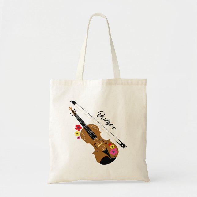 Bolso De Tela Violin Floral Clásica Personalizada (Frente)