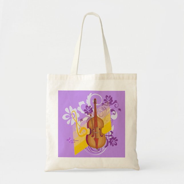 Bolso De Tela Violin Floral Swirl Purple Budget Tote Bag (Frente)