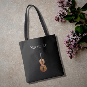 Bolso De Tela Violin musical simple negro