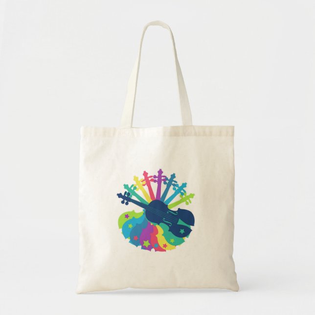 Bolso De Tela Violín Totebag del arco iris (Frente)