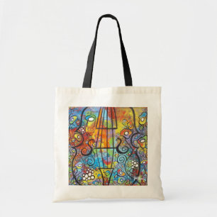 Bolso De Tela Violín y flores